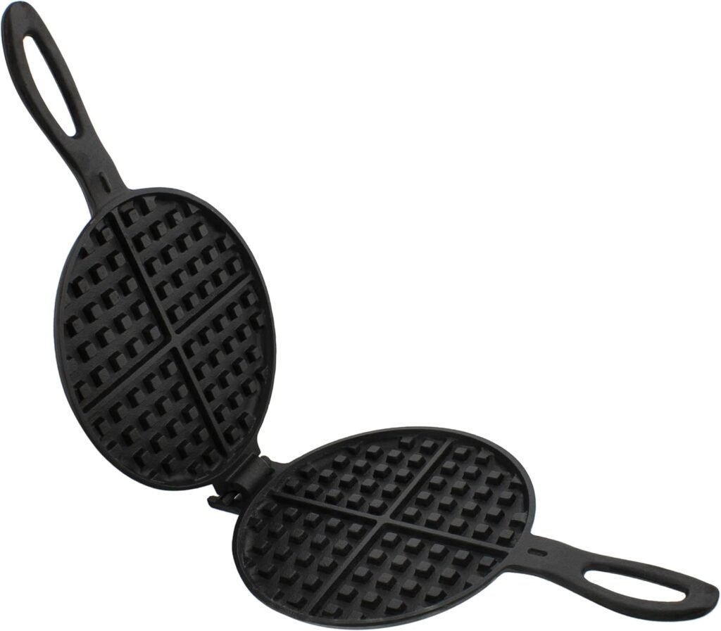 Portable cast iron waffle iron for outdoors